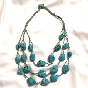 TRIPLE STRAND NATURAL NUGGET TURQUOISE NECKLACE